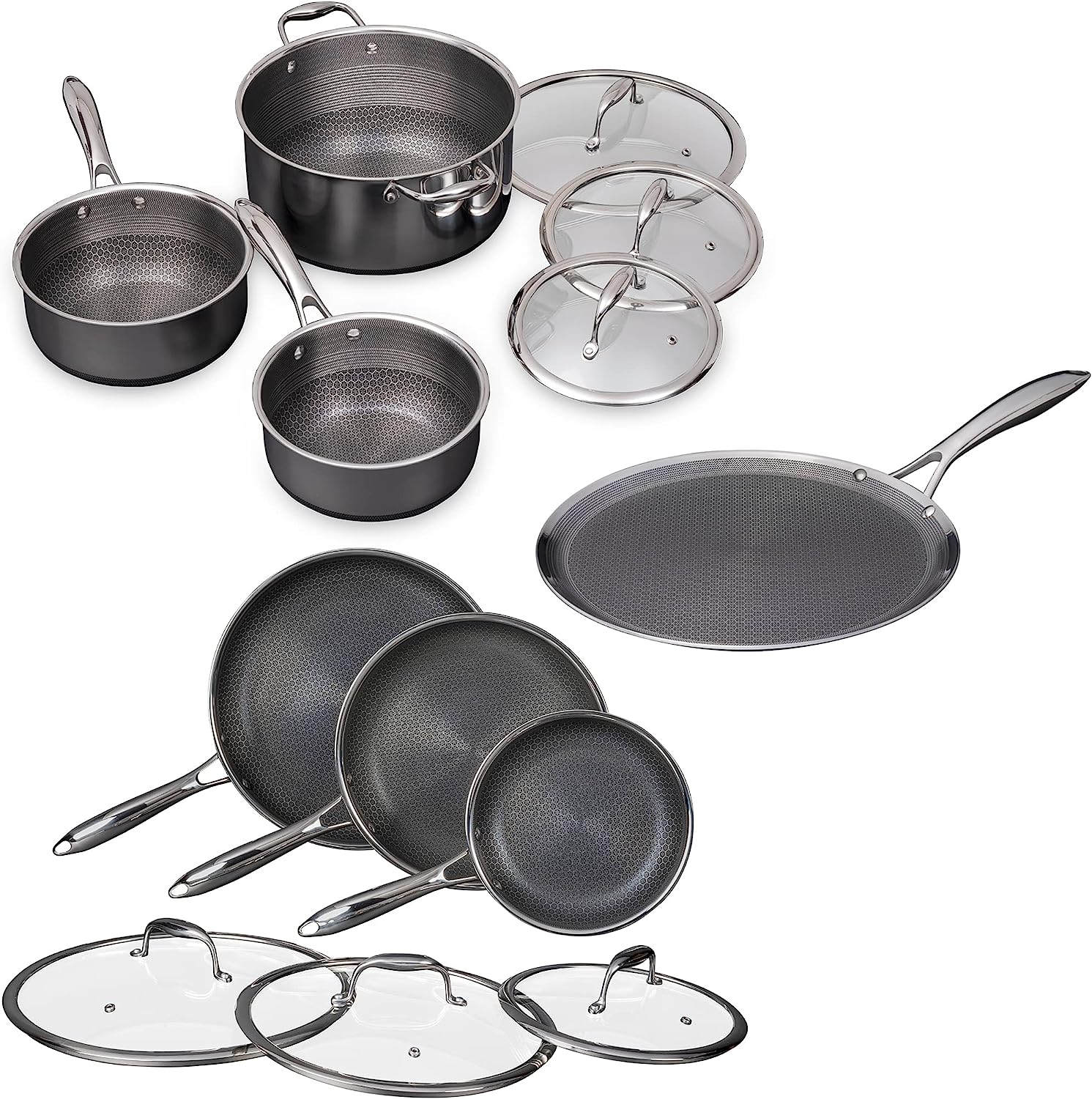 HexClad 13 Piece Hybrid Stainless Steel Cookware Set