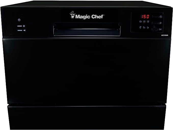 Magic Chef MCSCD6B5 6-Place-Settings 680-Watt AC Countertop Dishwasher, Black